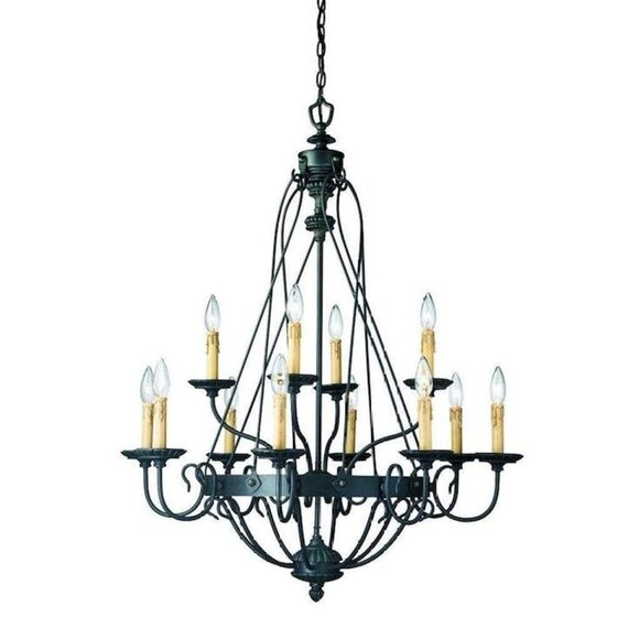 Hampton Bay Glasgow 12-Light Burnt Sienna Hanging Chandelier 12112–029